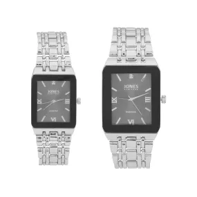 Jones New York Unisex Black/Silver His & Hers Watch Set