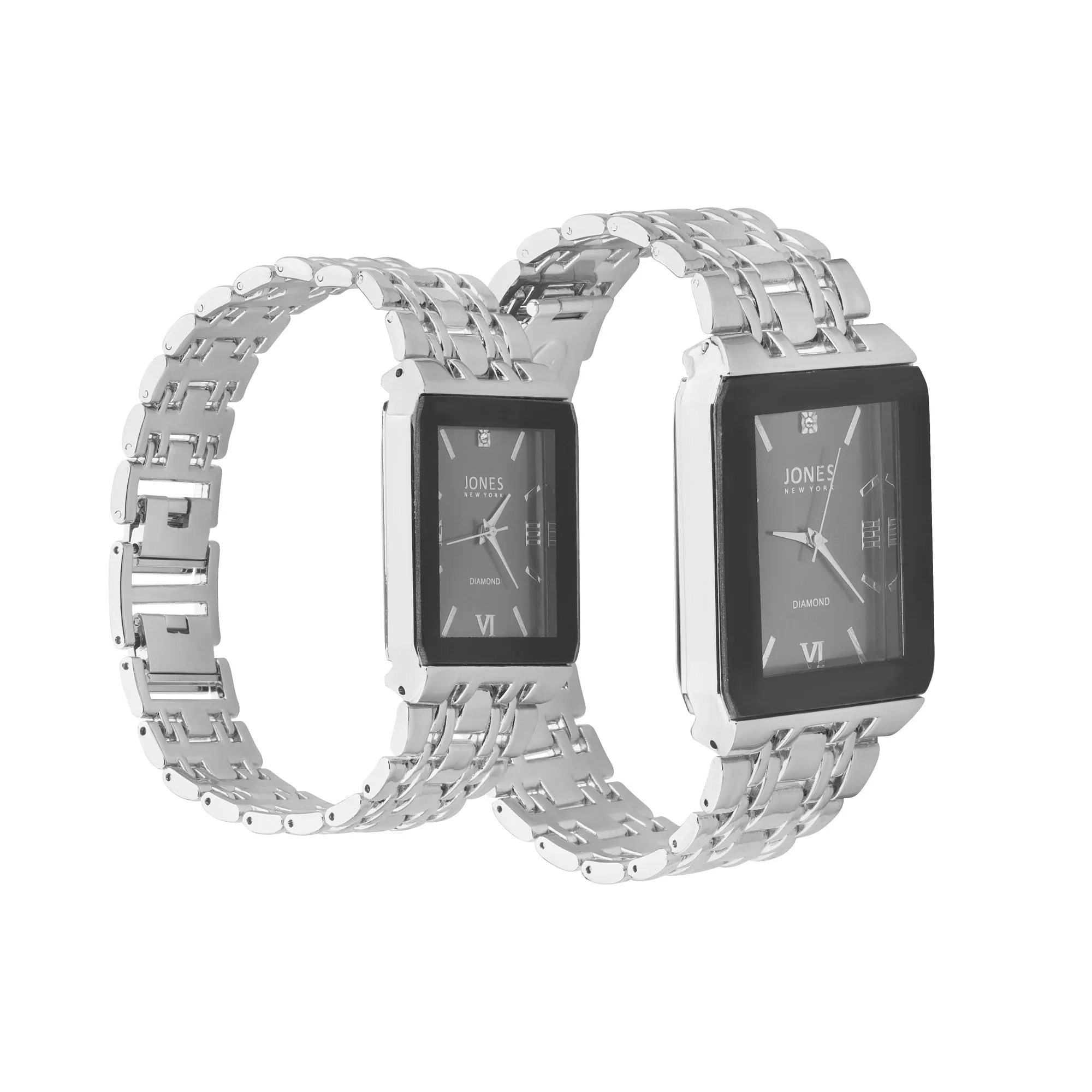 Jones New York Unisex Black/Silver His & Hers Watch Set