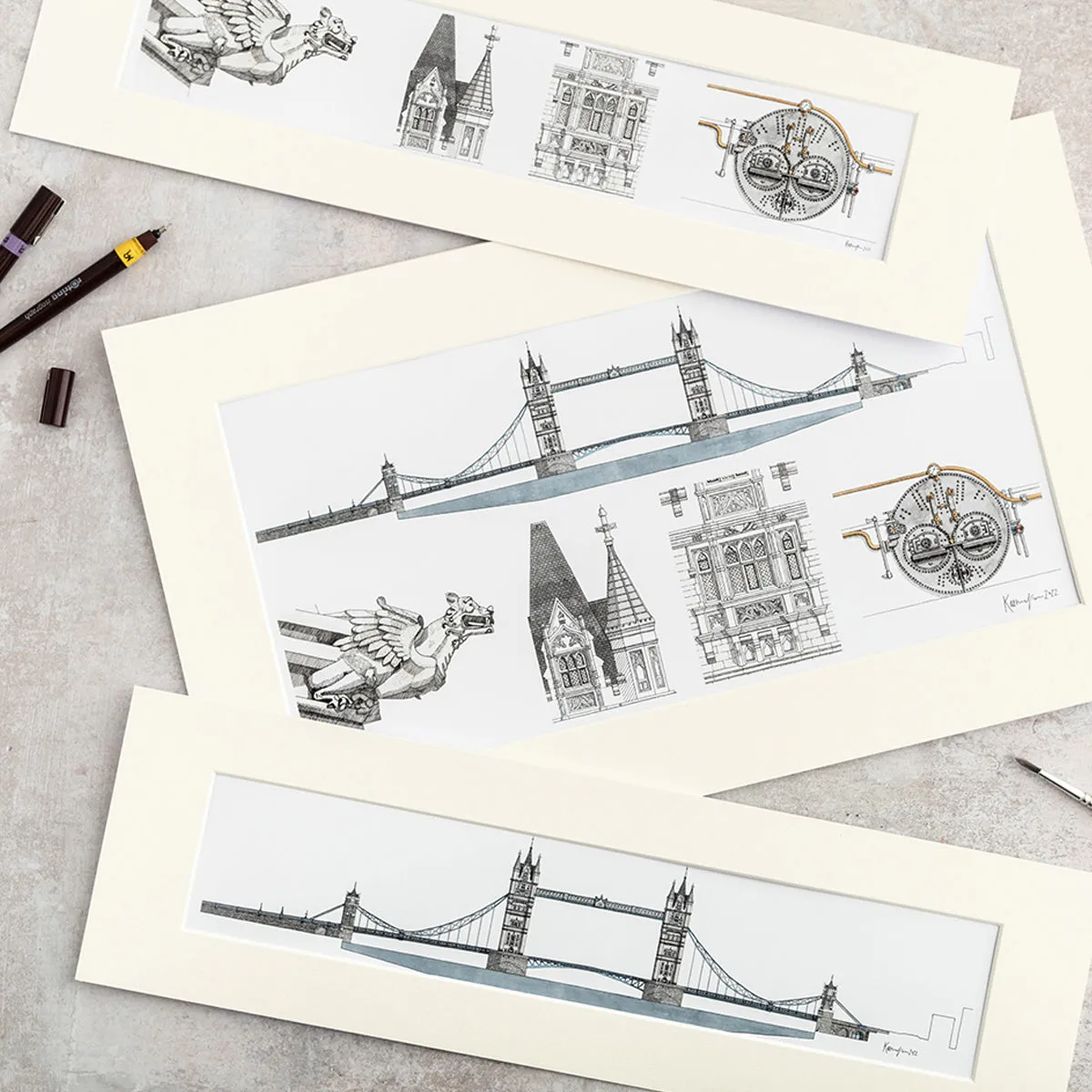 Katherine Jones Tower Bridge Architectural Details Print - 20 x 12 Inches