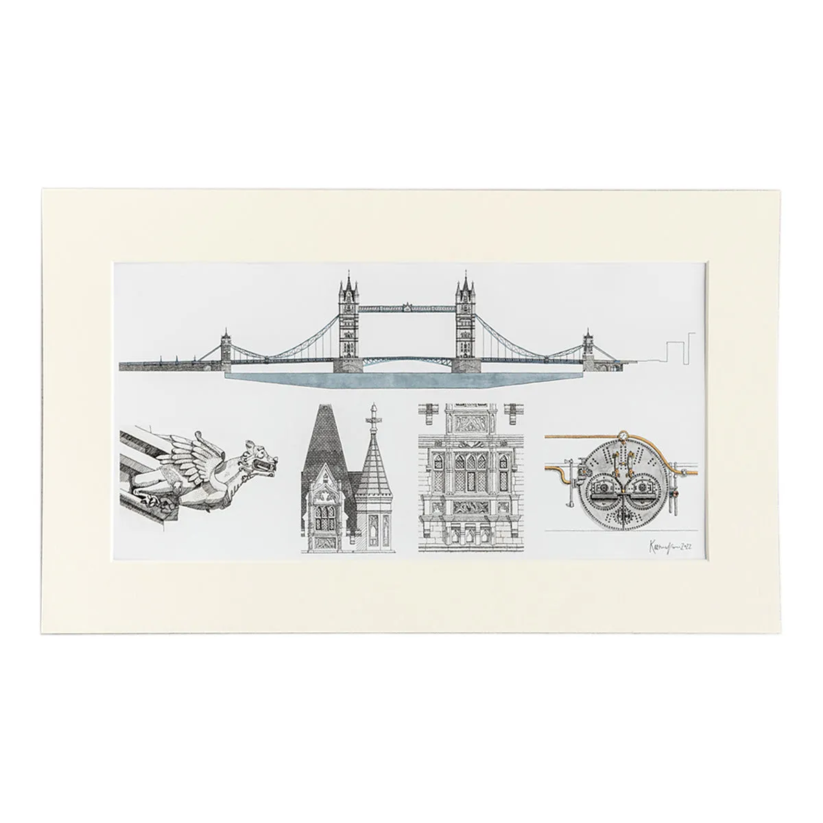 Katherine Jones Tower Bridge Architectural Details Print - 20 x 12 Inches