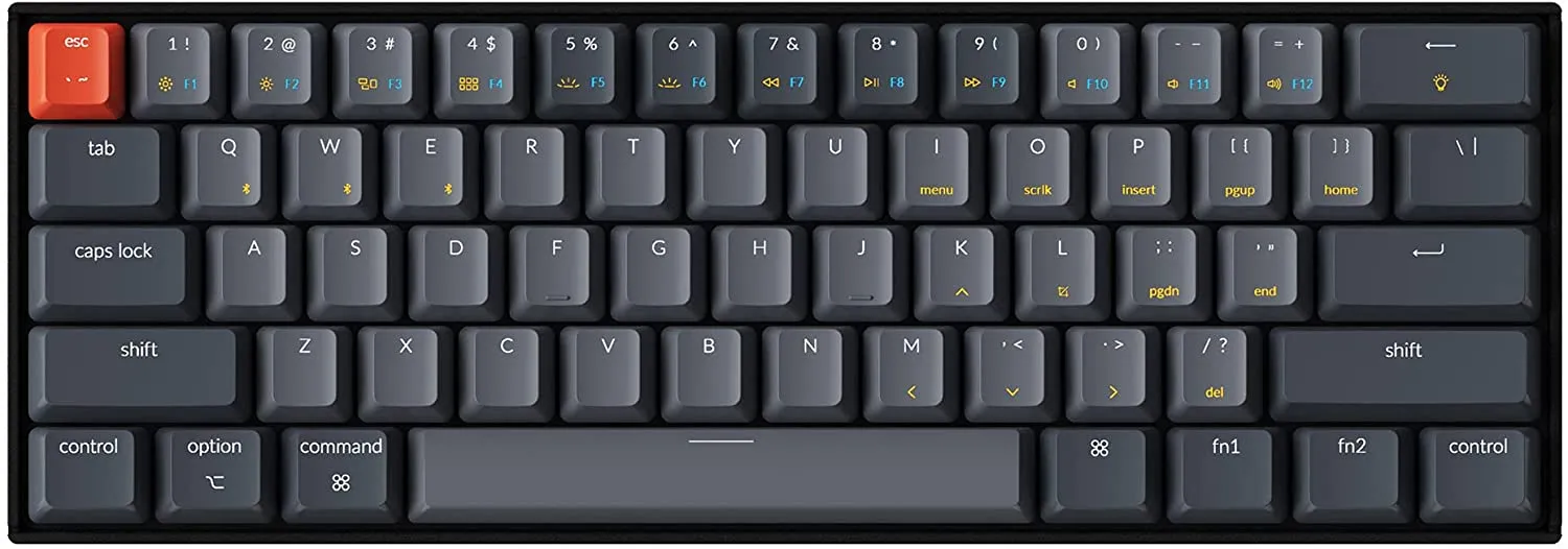 Keychron K12 60% Layout  with White LED Backlight N-Key Rollover, Compact 61 Keys Computer Keyboard (Gateron Brown Switch) (K12B3)