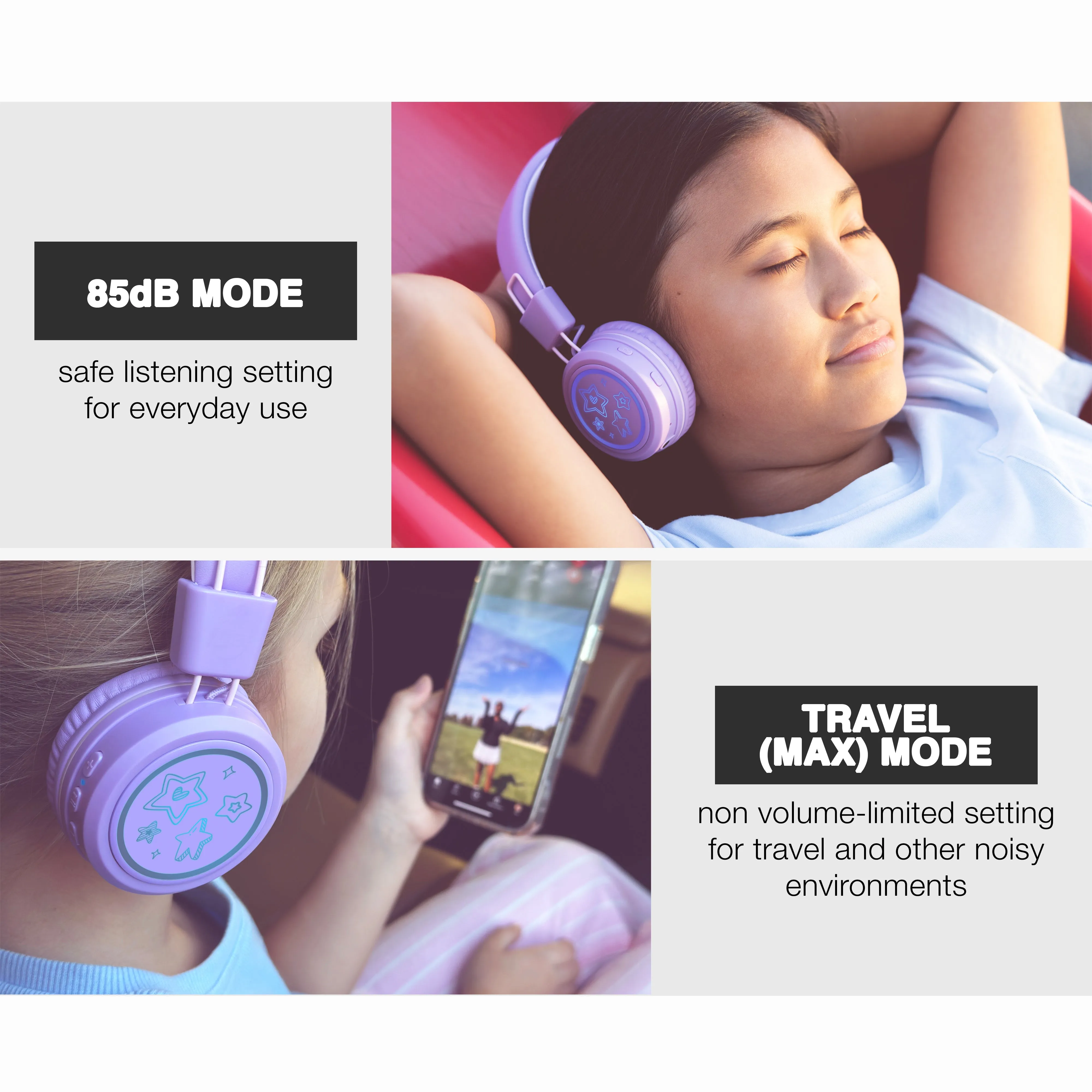 KidJamz KJ55BT Bluetooth Wireless Headphones for Kids with LED Lights [Bluetooth]