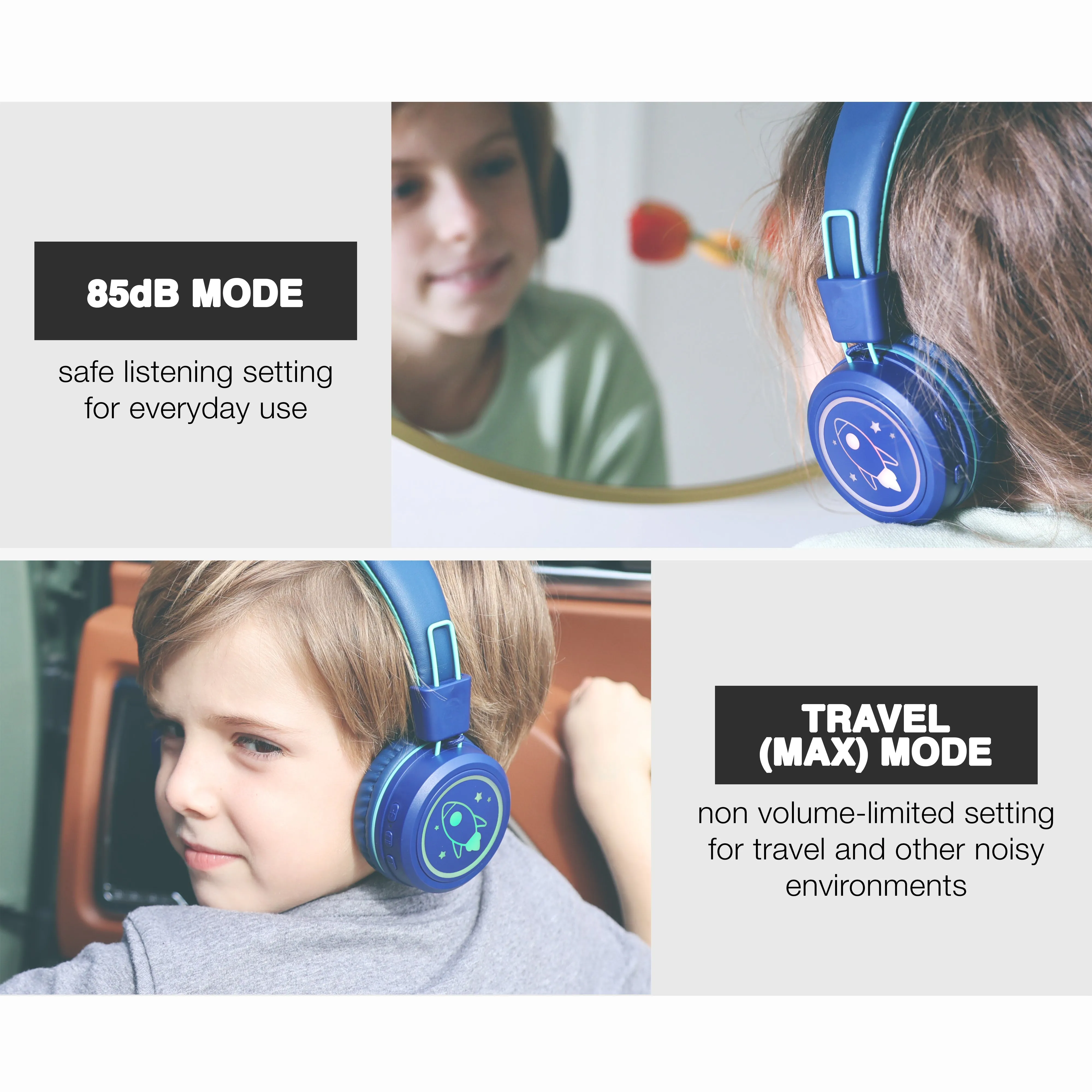 KidJamz KJ55BT Bluetooth Wireless Headphones for Kids with LED Lights [Bluetooth]