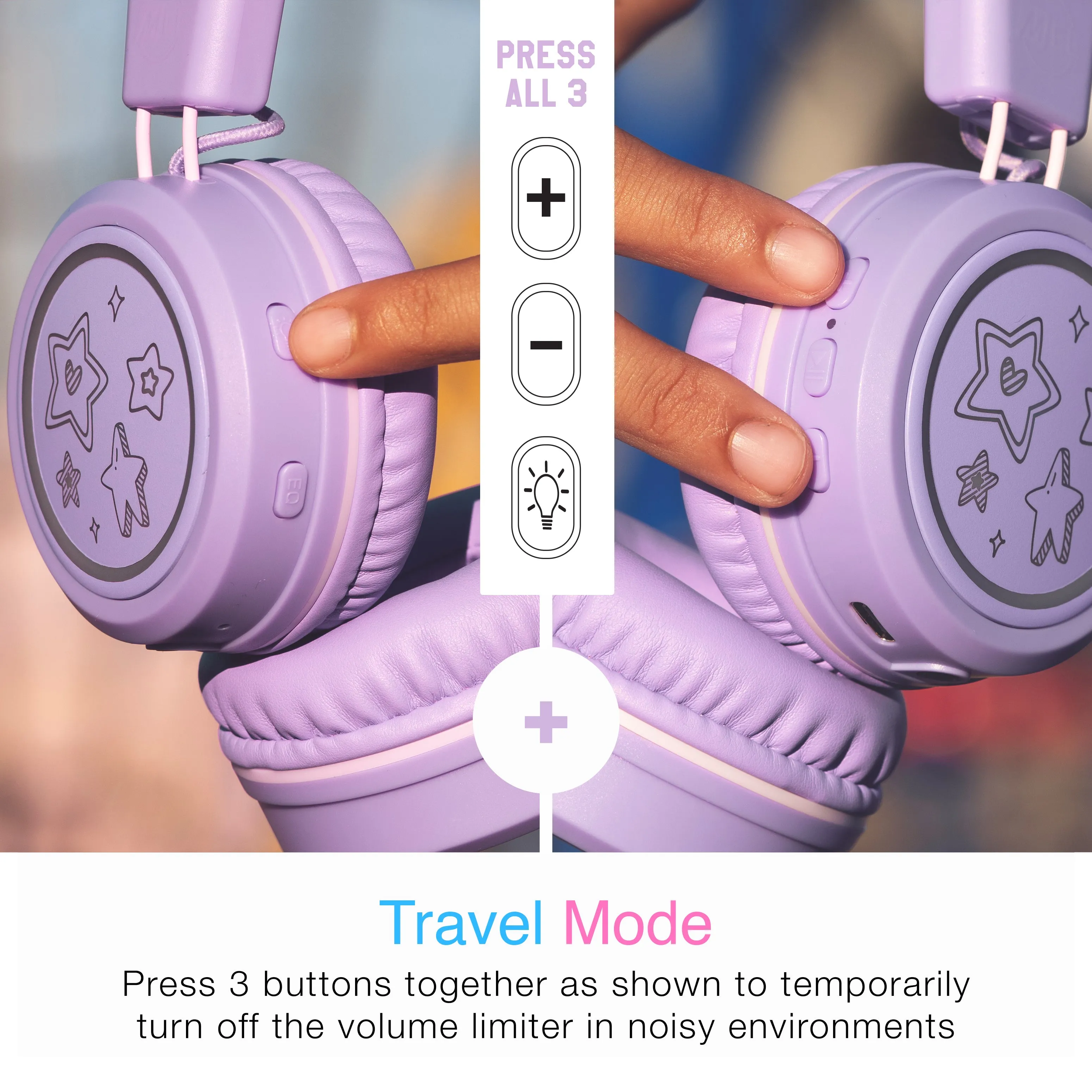 KidJamz KJ55BT Bluetooth Wireless Headphones for Kids with LED Lights [Bluetooth]