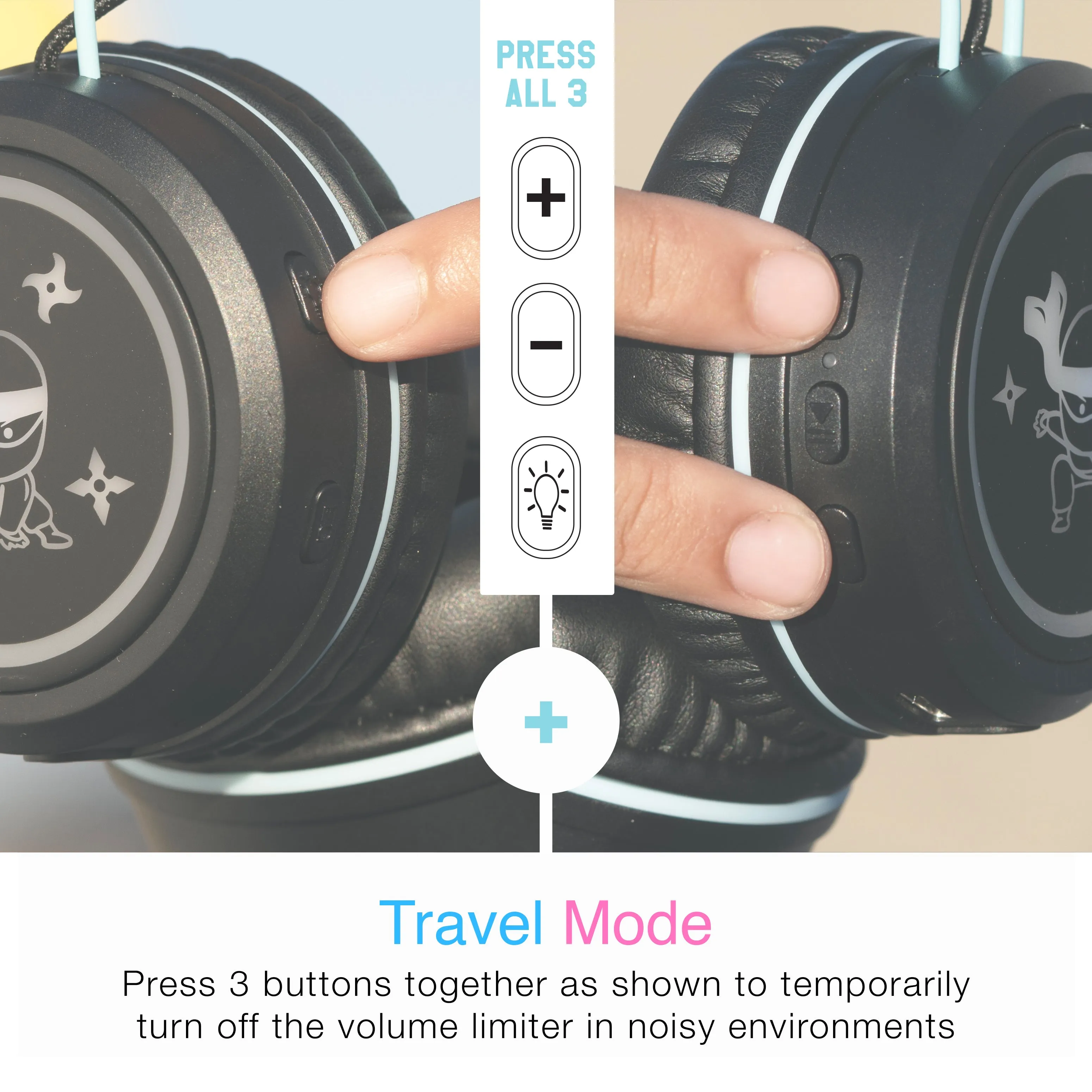 KidJamz KJ55BT Bluetooth Wireless Headphones for Kids with LED Lights [Bluetooth]