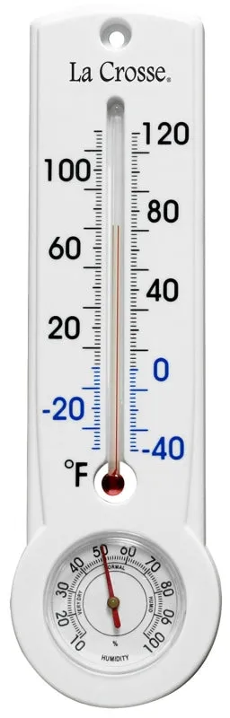 La Crosse 204-109 Thermometer, Analog, -40 to 120 deg F, Plastic Casing :EA: QUANTITY: 1