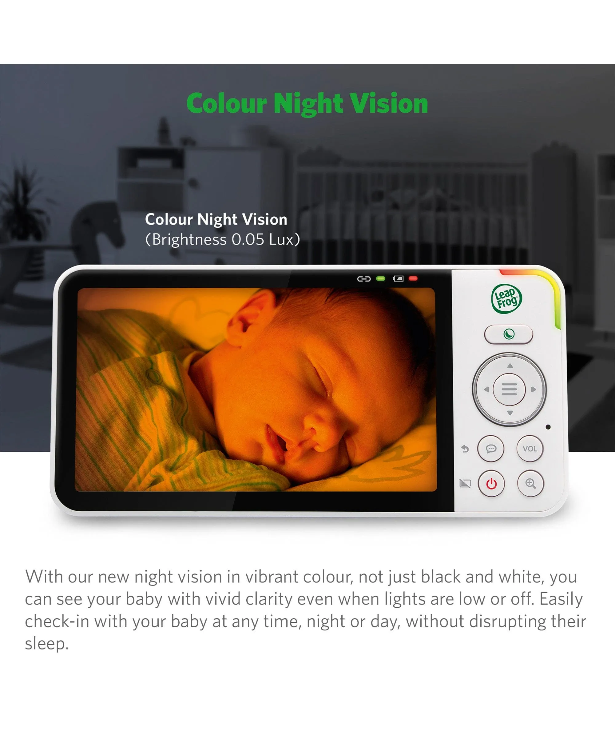 LeapFrog LF815HD 5' Smart Video Baby Monitor with Colour Night Vision - White