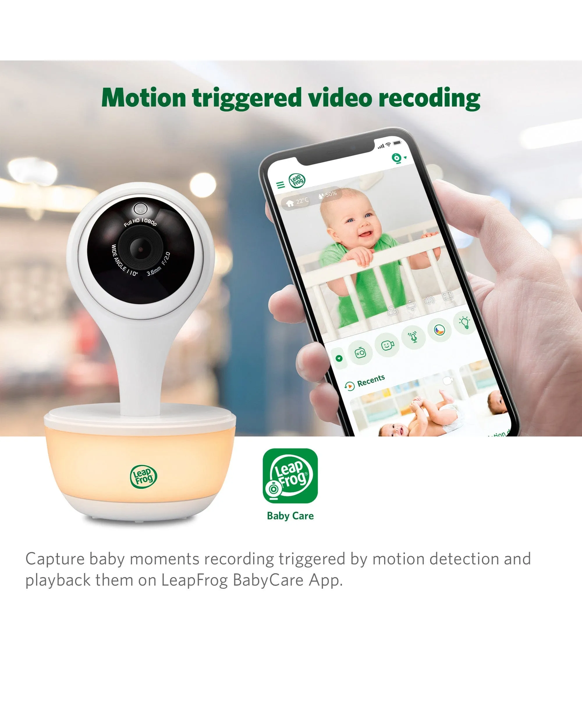 LeapFrog LF815HD 5' Smart Video Baby Monitor with Colour Night Vision - White