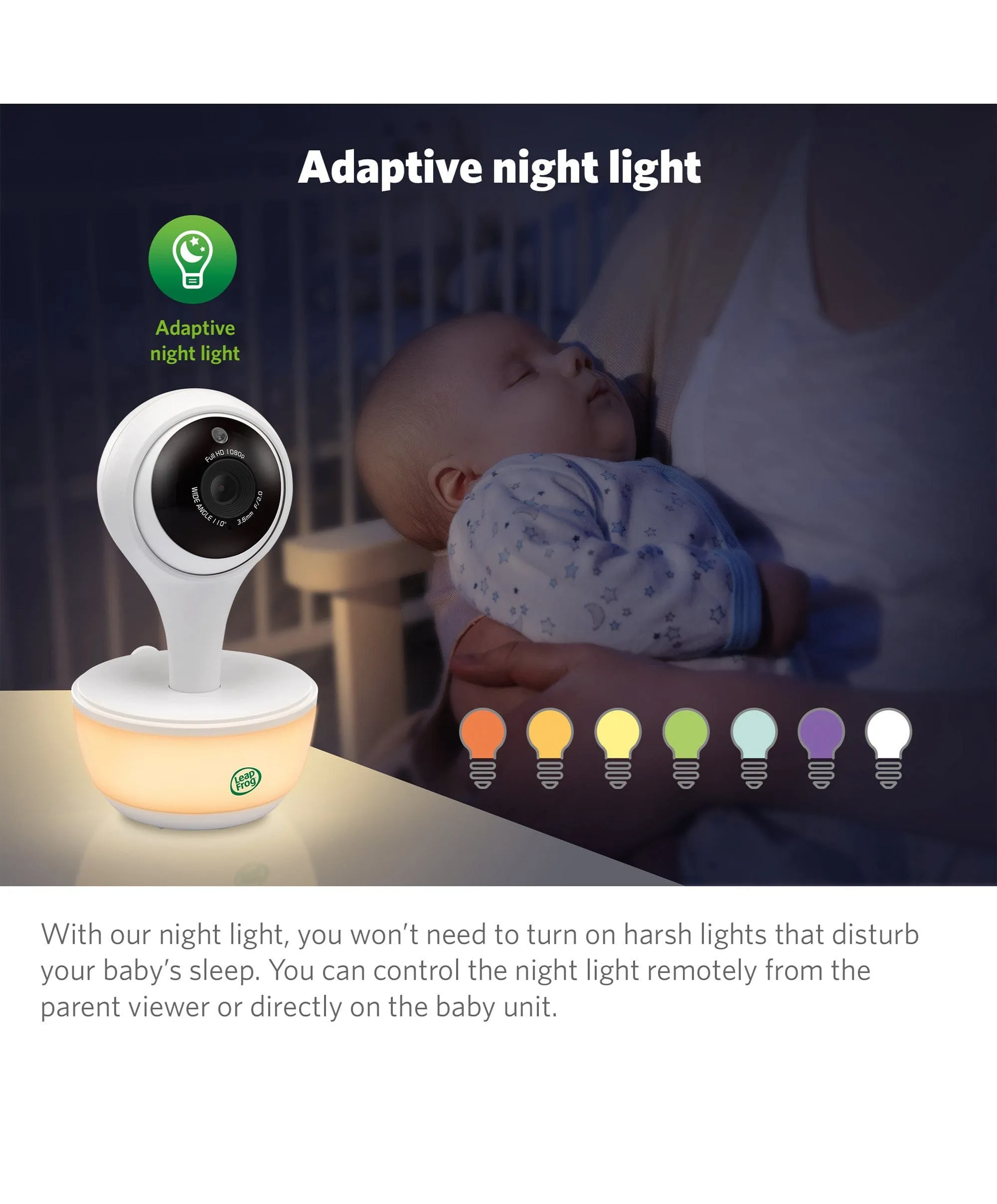 LeapFrog LF815HD 5' Smart Video Baby Monitor with Colour Night Vision - White