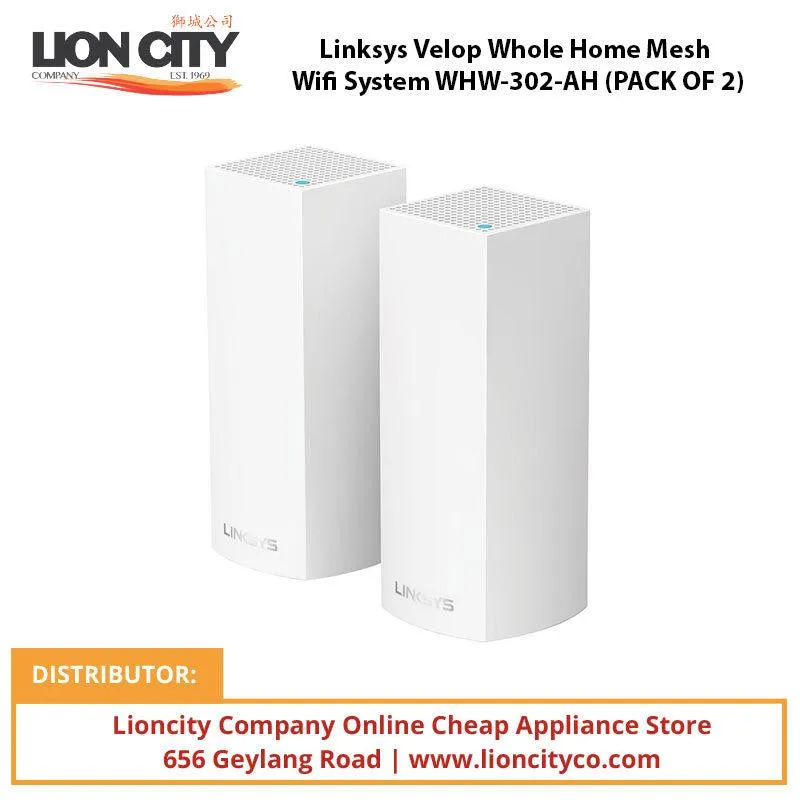 Linksys Velop Whole Home Mesh Wifi System WHW-302-AH (PACK OF 2)