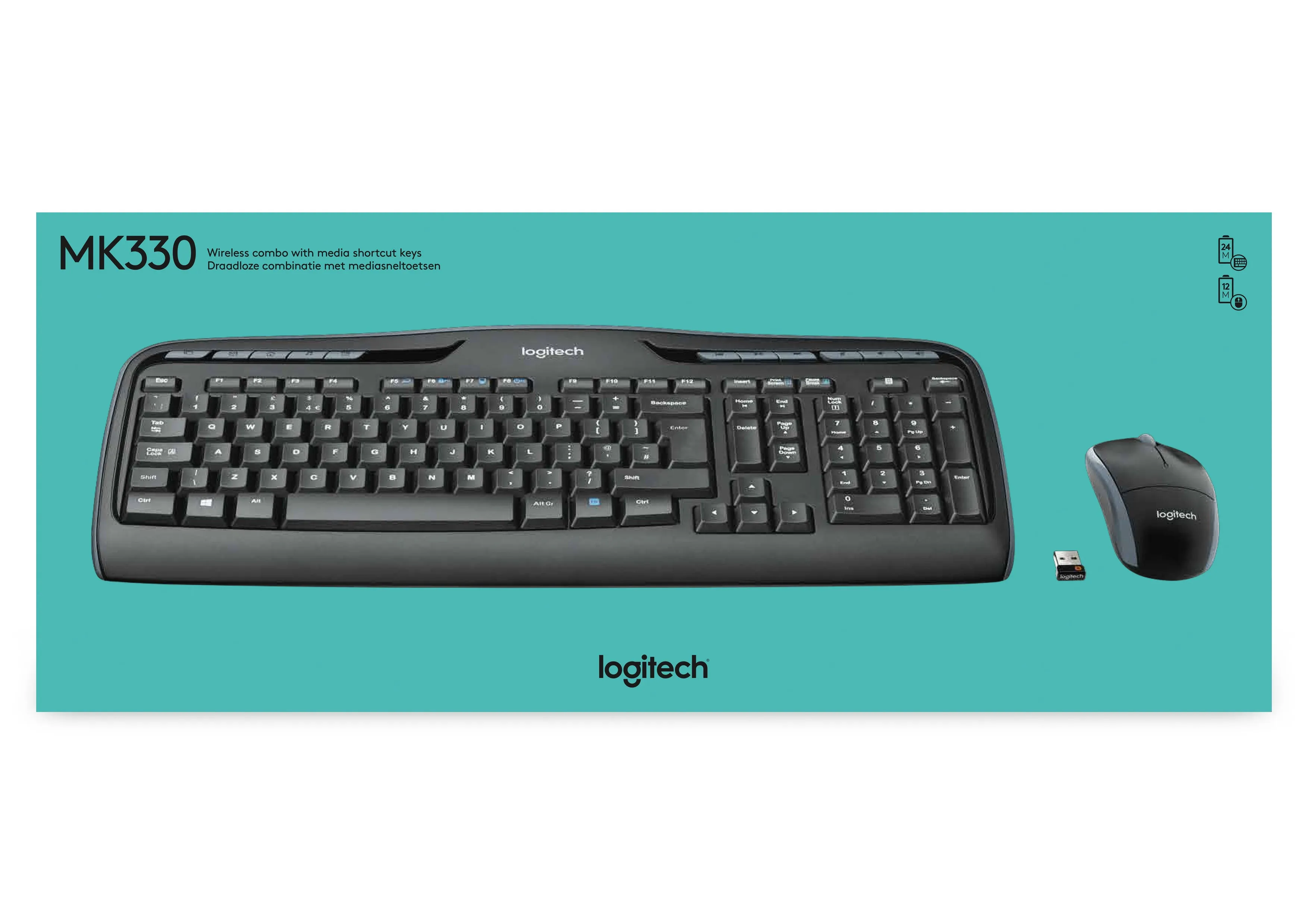 Logitech Desktop Mk330 Wireless Black - Us Layout