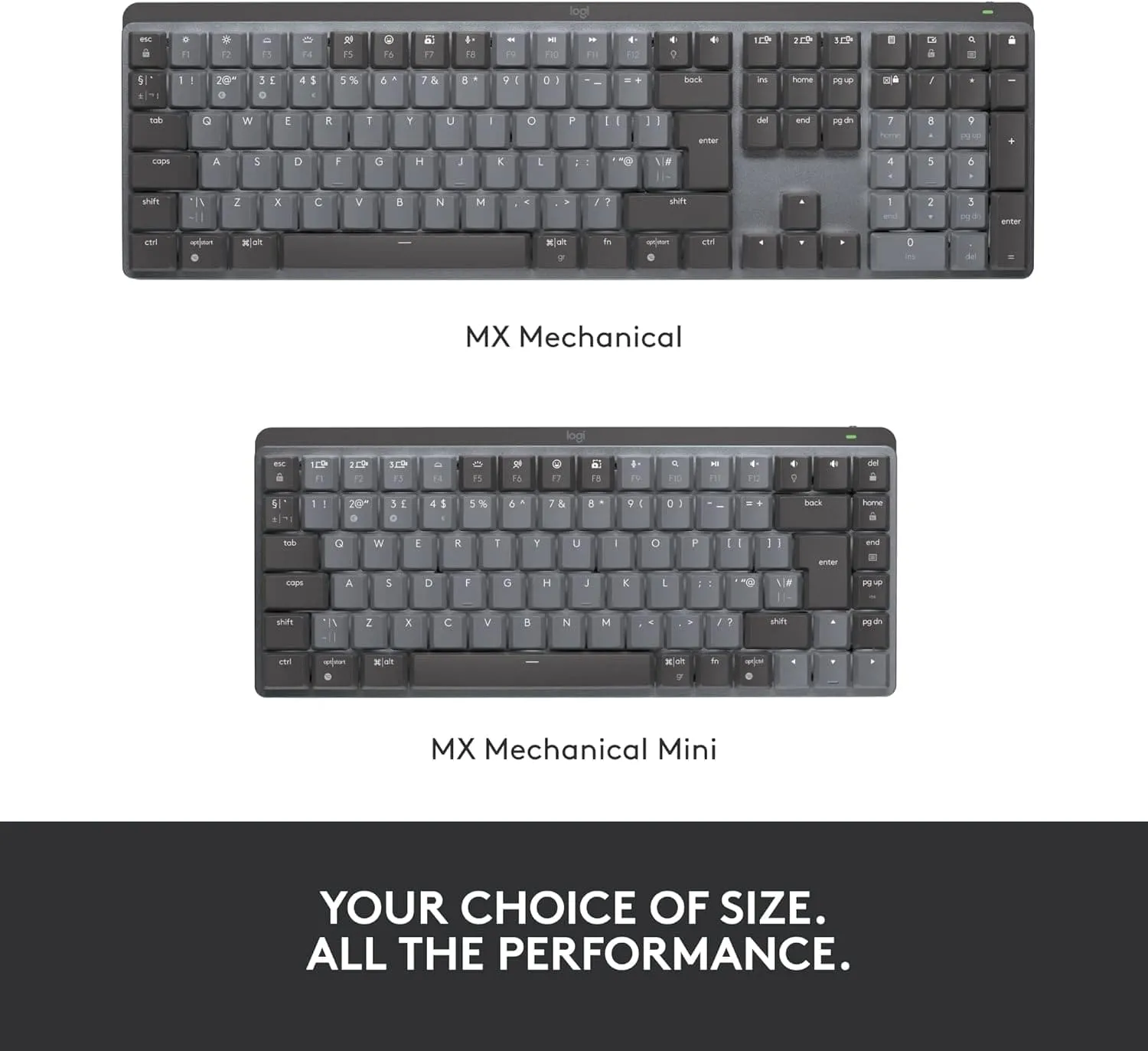 Logitech MX Mechanical Wireless Illuminated Performance Keyboard QWERTY UK English Layout - Grey