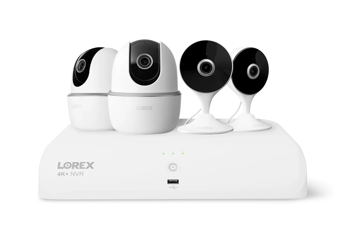 Lorex Wireless Fusion - 4K  NVR with Two 2K Wi-Fi Indoor Camera and Two 2K Wi-Fi Indoor Pan-tilt Camera