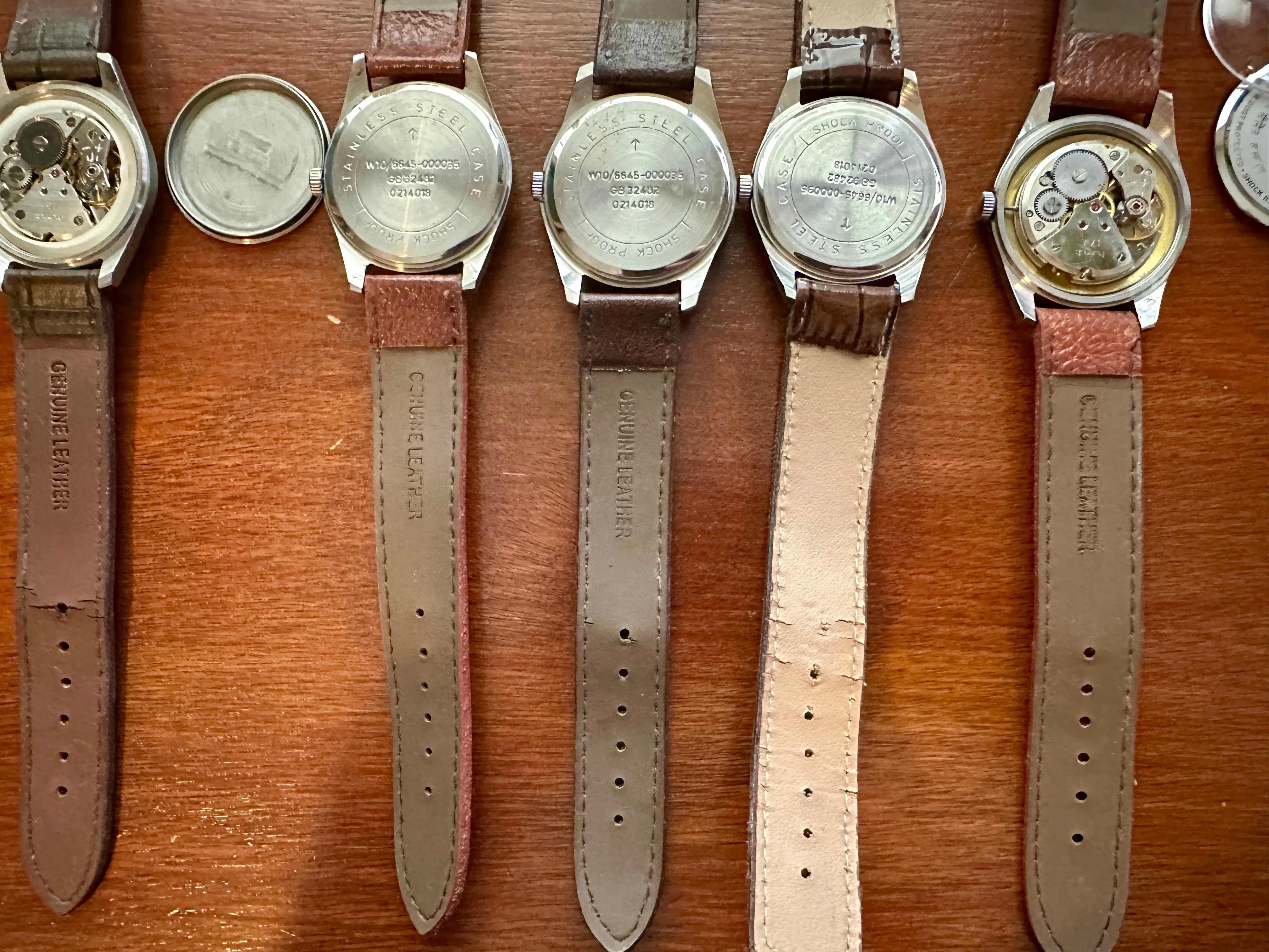 Lot of 5 Mechanical Wind HMT Military / Pilot Wristwatches Watch Leather Bands