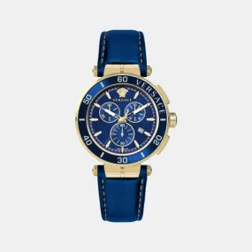 Men Blue Analog Leather Watch VE3L00322