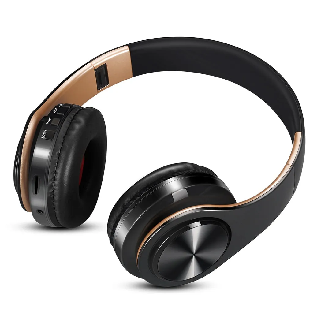 Men Gift Gold Wireless Headphones Bluetooth Earphone Stereo Headset with Build-in MIC with 3.5mm Jack for Xiaomi Samsung IPHONE