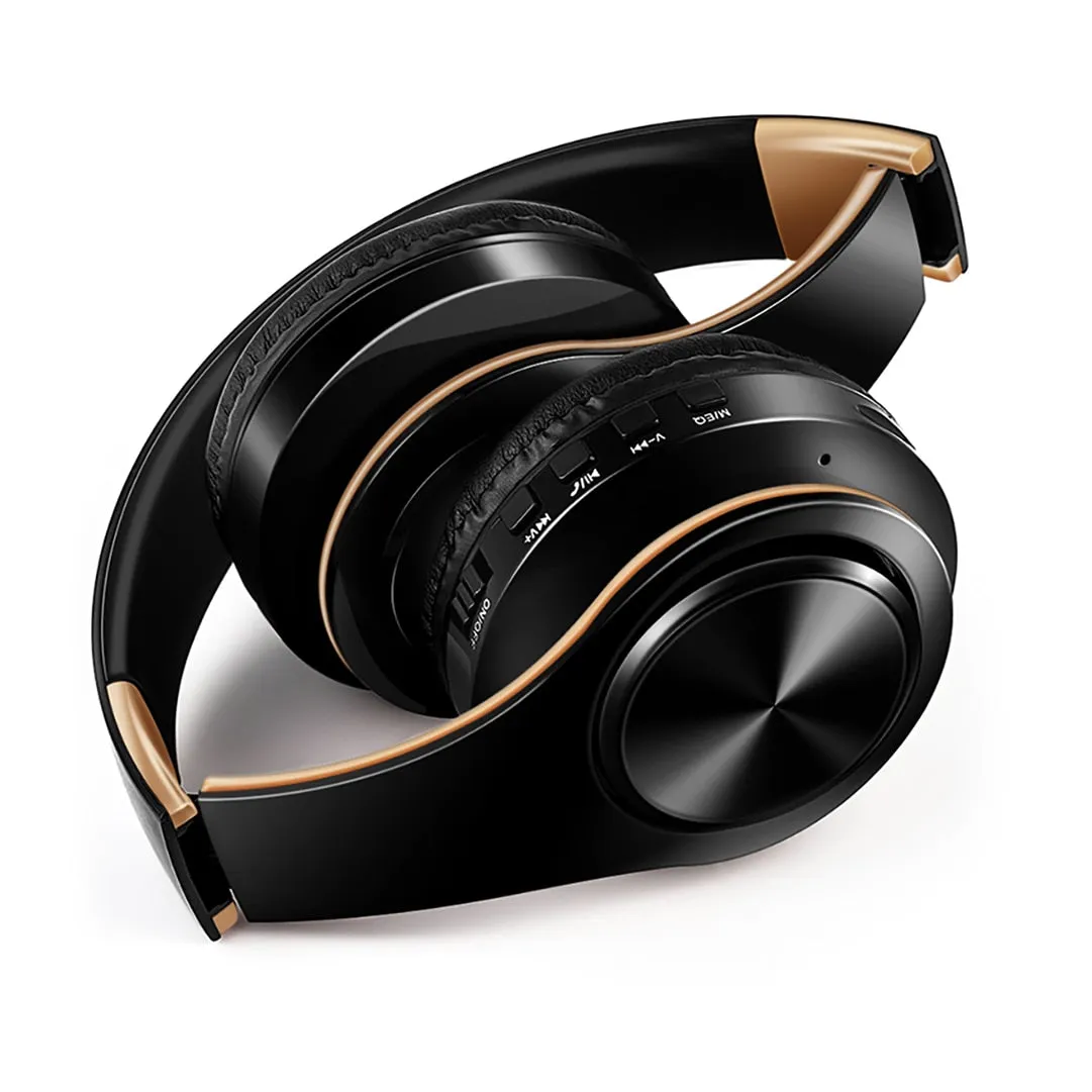 Men Gift Gold Wireless Headphones Bluetooth Earphone Stereo Headset with Build-in MIC with 3.5mm Jack for Xiaomi Samsung IPHONE