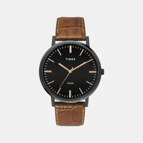 Men's Black Analog Leather Watch TW0TG8004