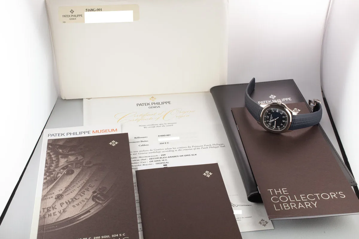 Mint 2018 Patek Philippe Aquanaut 5168 Blue Dial with Box Papers and Travel Case