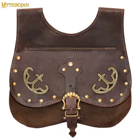 MYTHROJAN LATE MEDIEVAL KIDNEY POUCH Historical 14th - 15th Century Bollock Purse MADE IN SPAIN Brown , 10”× 10 ”