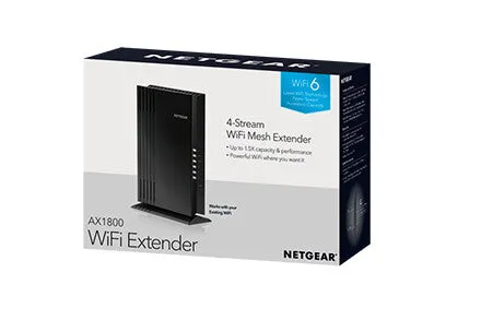 NETGEAR 4PT AX1800 WIFI MESH EXTENDER Network repeater Black 10, 100, 1000 Mbit/s