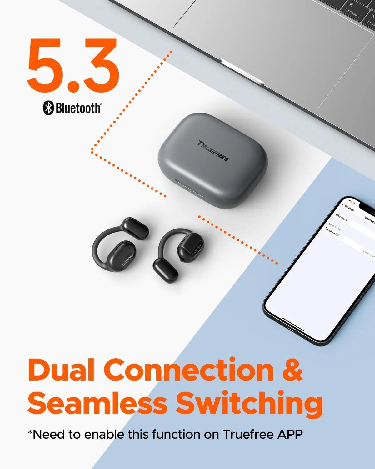 O1 Open-Ear Headphones, Bluetooth 5.3 Wireless Earbuds with Ear Hooks, Over-Ear Air Conduction Tech for Sports, Four Mics Clear Calls, 45 Hours of Playtime, 16.2mm Enhanced Bass, App Control