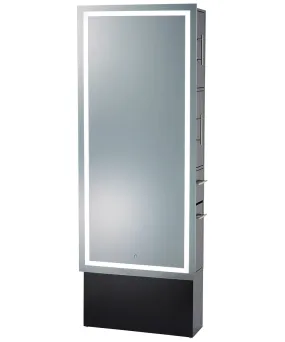 Pibbs 9110 Lumina LED Salon Mirror & Storage Server w/ Base