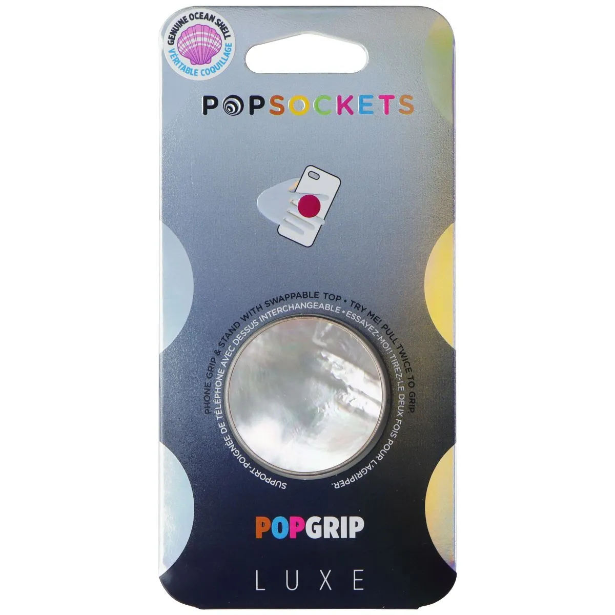 PopSockets PopGrip Stand and Grip with Swappable Top - Tidepool Starring Silver