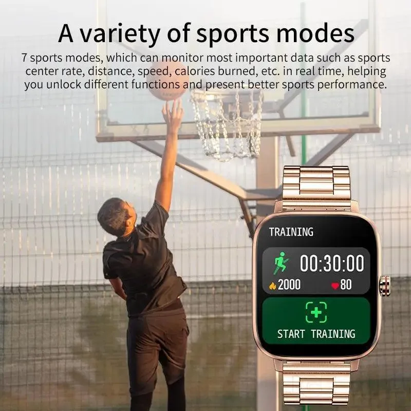 Premium Stainless Steel Smartwatch with Health & Sports Tracking