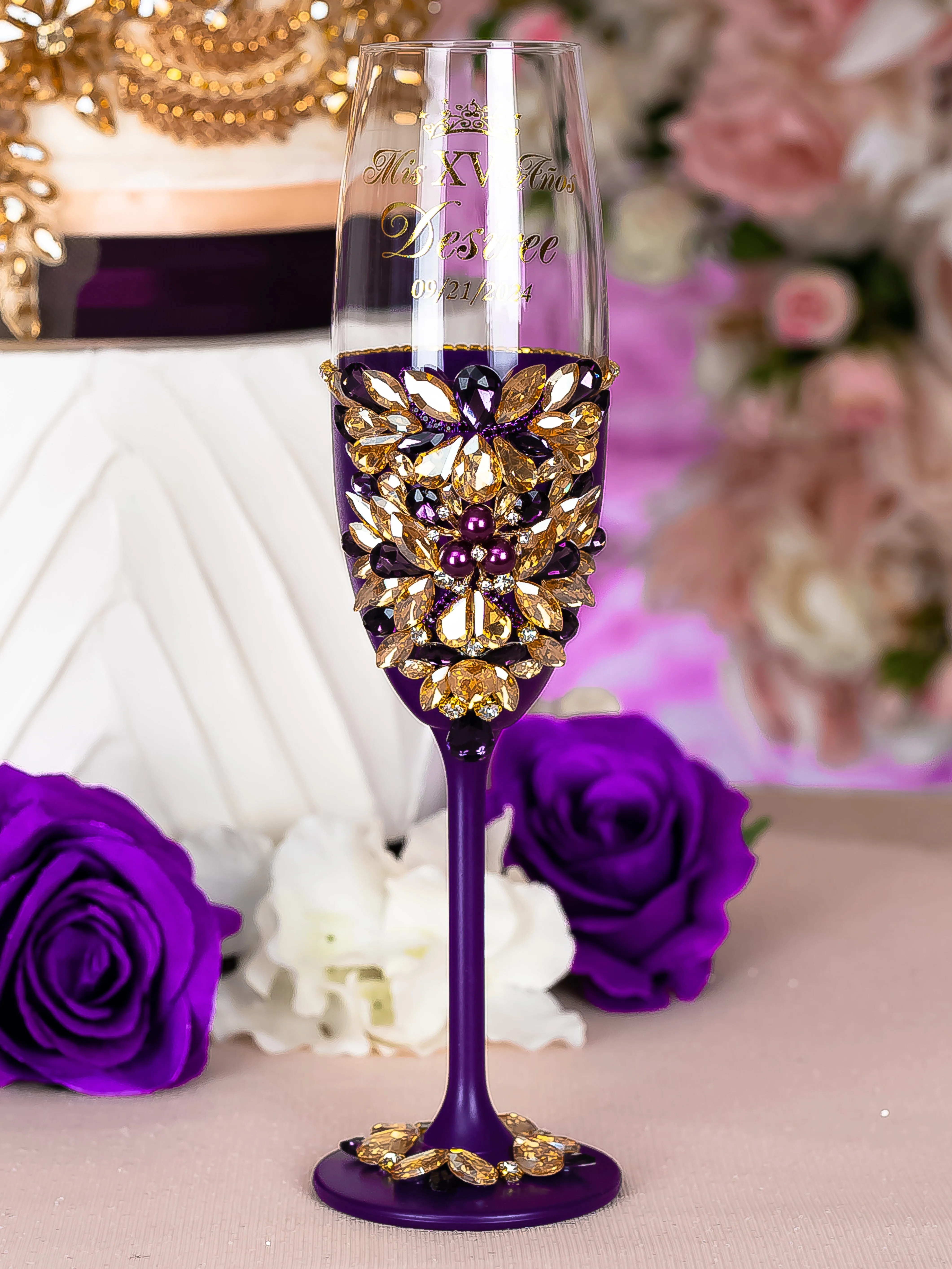 Purple Gold Quinceanera Brindis Package (5 pcs)