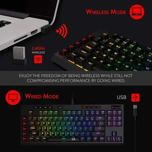 Redragon K596 Vishnu Wireless/Wired RGB Mechanical Gaming Keyboard