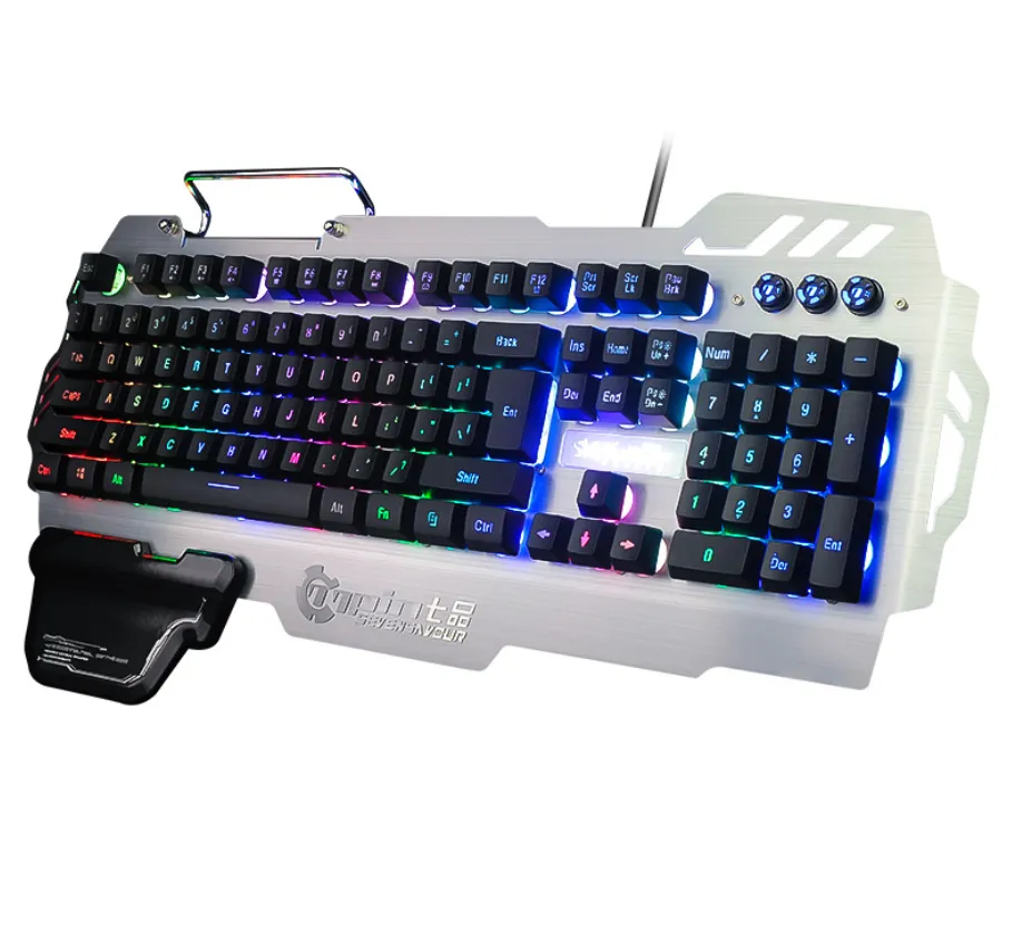 RGB Backlit Semi Mechanical Gaming Keyboard with Wrist Rest