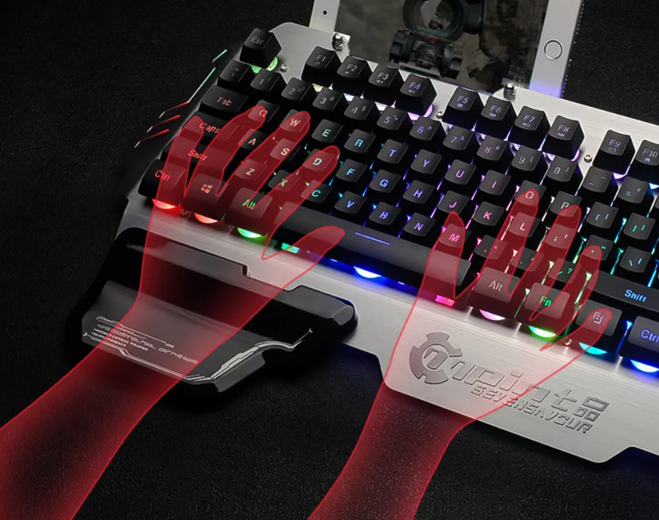 RGB Backlit Semi Mechanical Gaming Keyboard with Wrist Rest