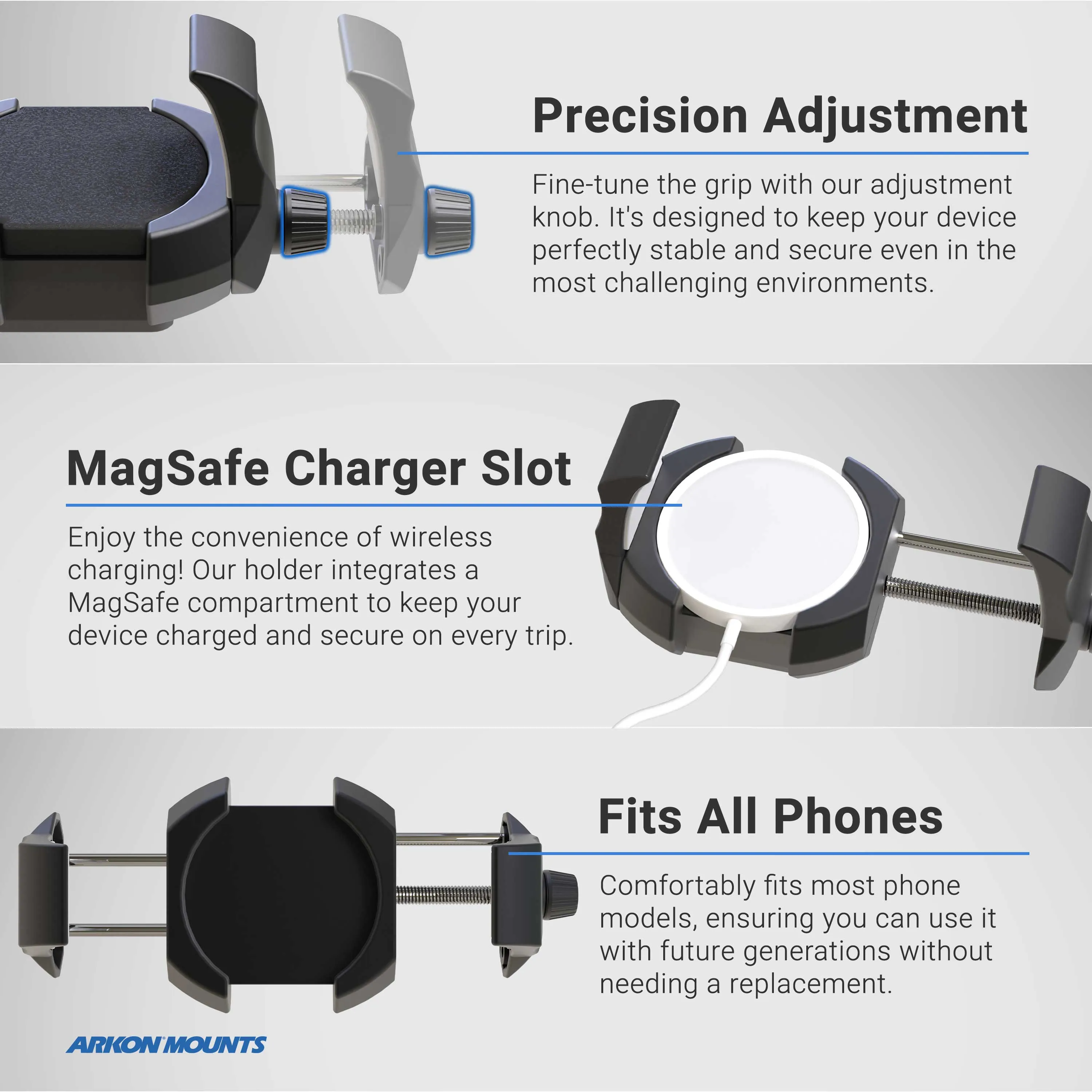 RoadVise® Ultra Phone and Tablet Clamp Post Mount for Handlebars and Posts