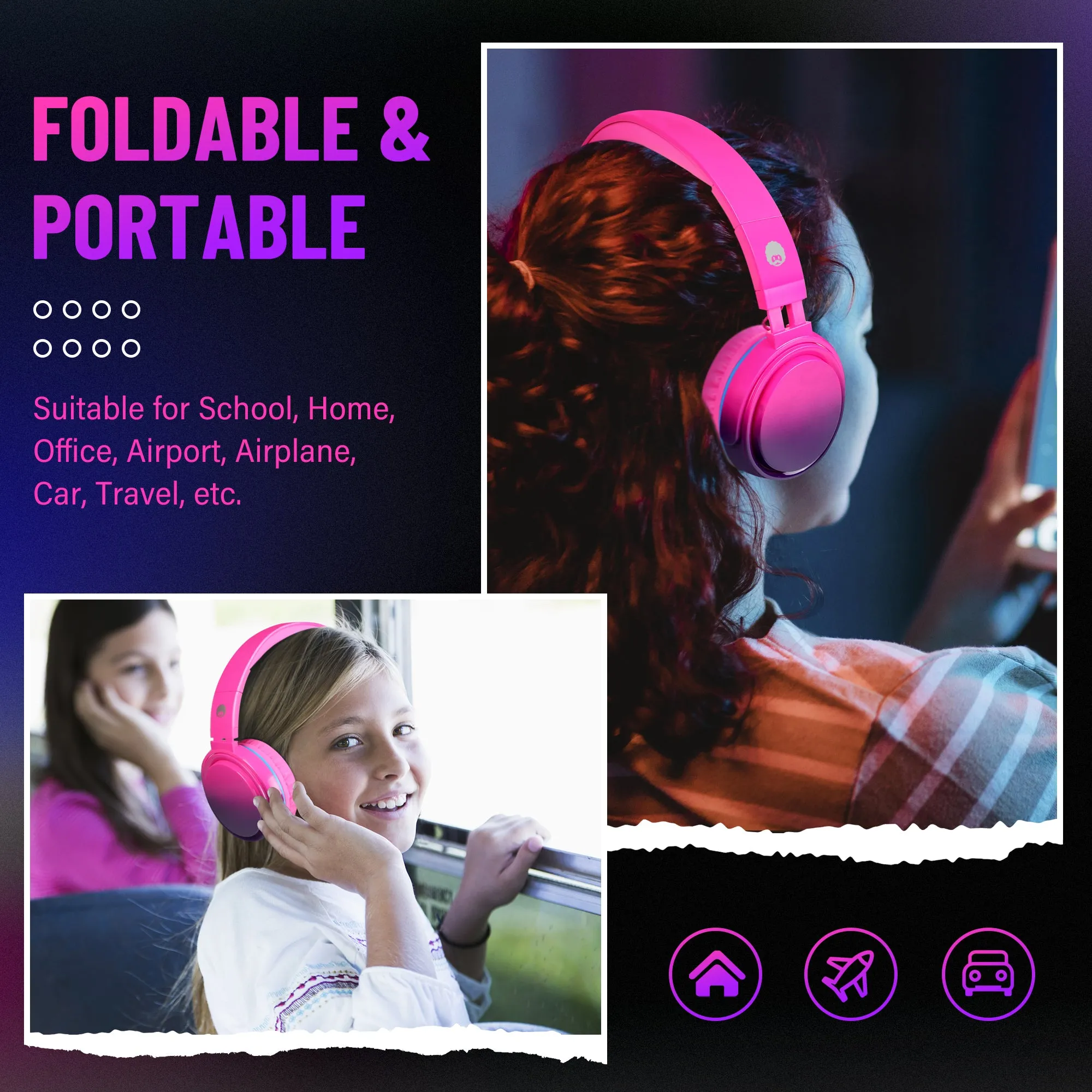 Rockpapa Grade Foldable Wired Headphones with Microphone & 3.5mm Jack