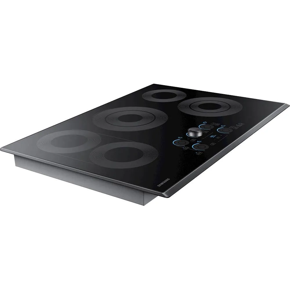 Samsung - 30" Fingerprint Resistant Electric Cooktop-Black Stainless Steel - Fingerprint Resistant Black Stainless Steel