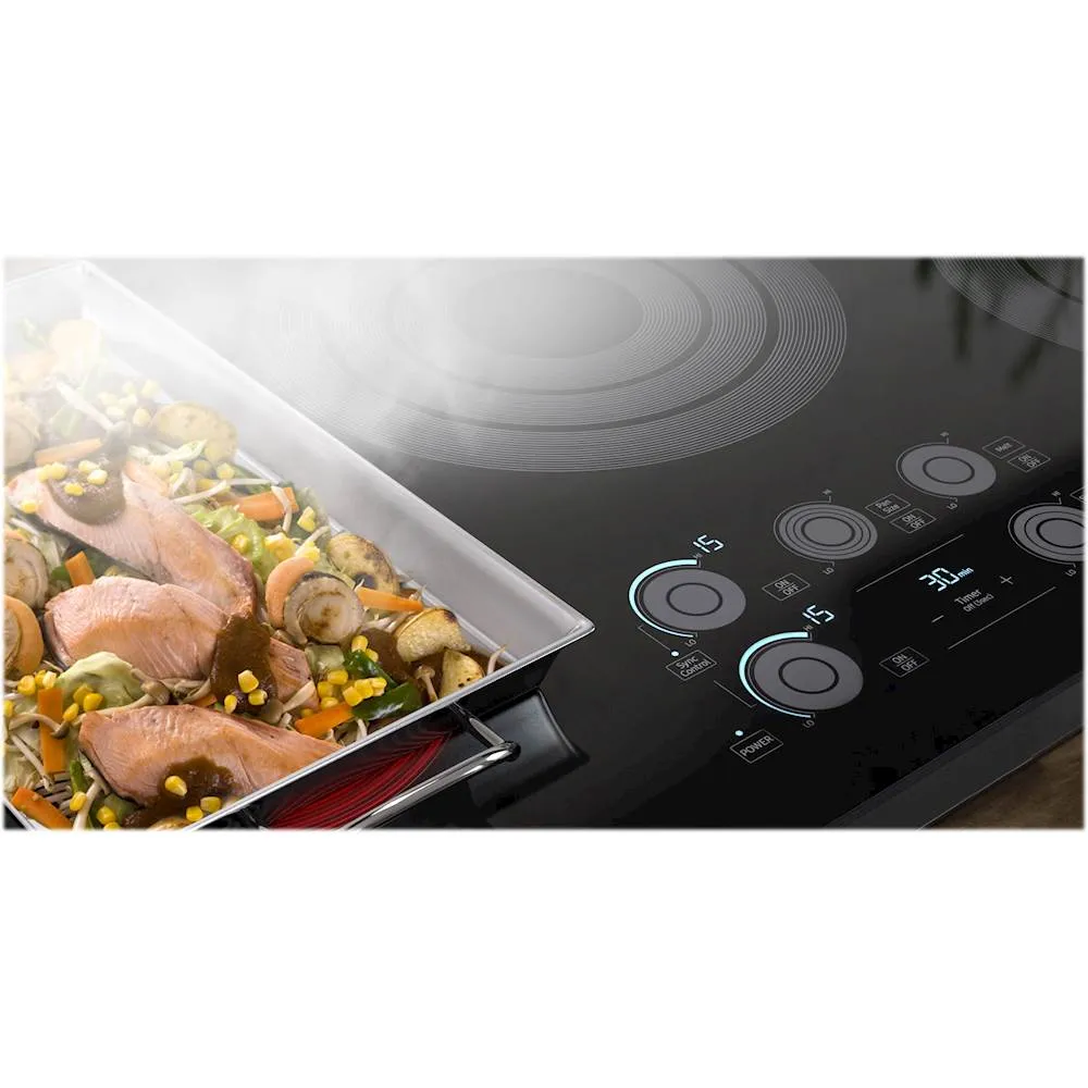 Samsung - 30" Fingerprint Resistant Electric Cooktop-Black Stainless Steel - Fingerprint Resistant Black Stainless Steel