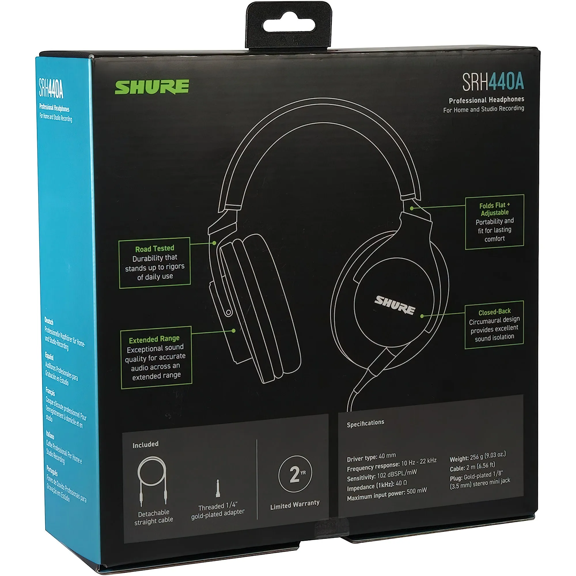 Shure Over-Ear Wired Headphones for Monitoring & Recording, Professional Studio Grade, Enhanced Frequency Response, Work with All Audio Devices, Adjustable & Collapsible Design