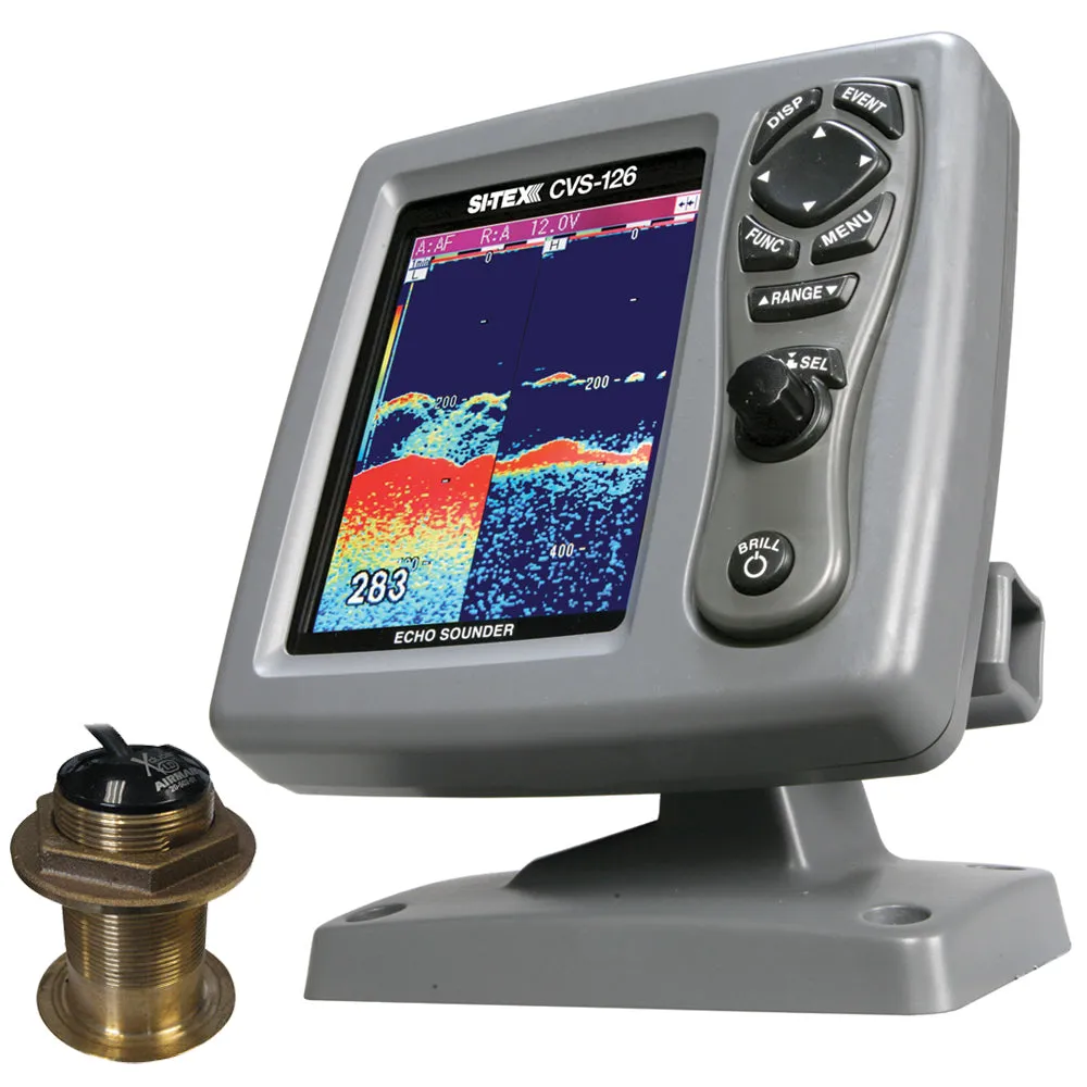 SI-TEX CVS-126 Dual Frequency Color Echo Sounder w/B60 20 Transducer B-60-20-CX [CVS-1266020]