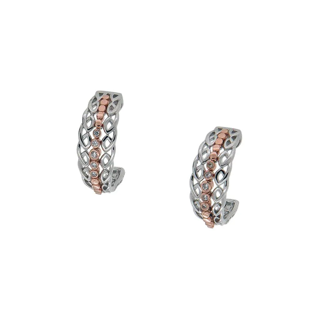 Silver and 10k Yellow or Rose Gold Bridge Earrings