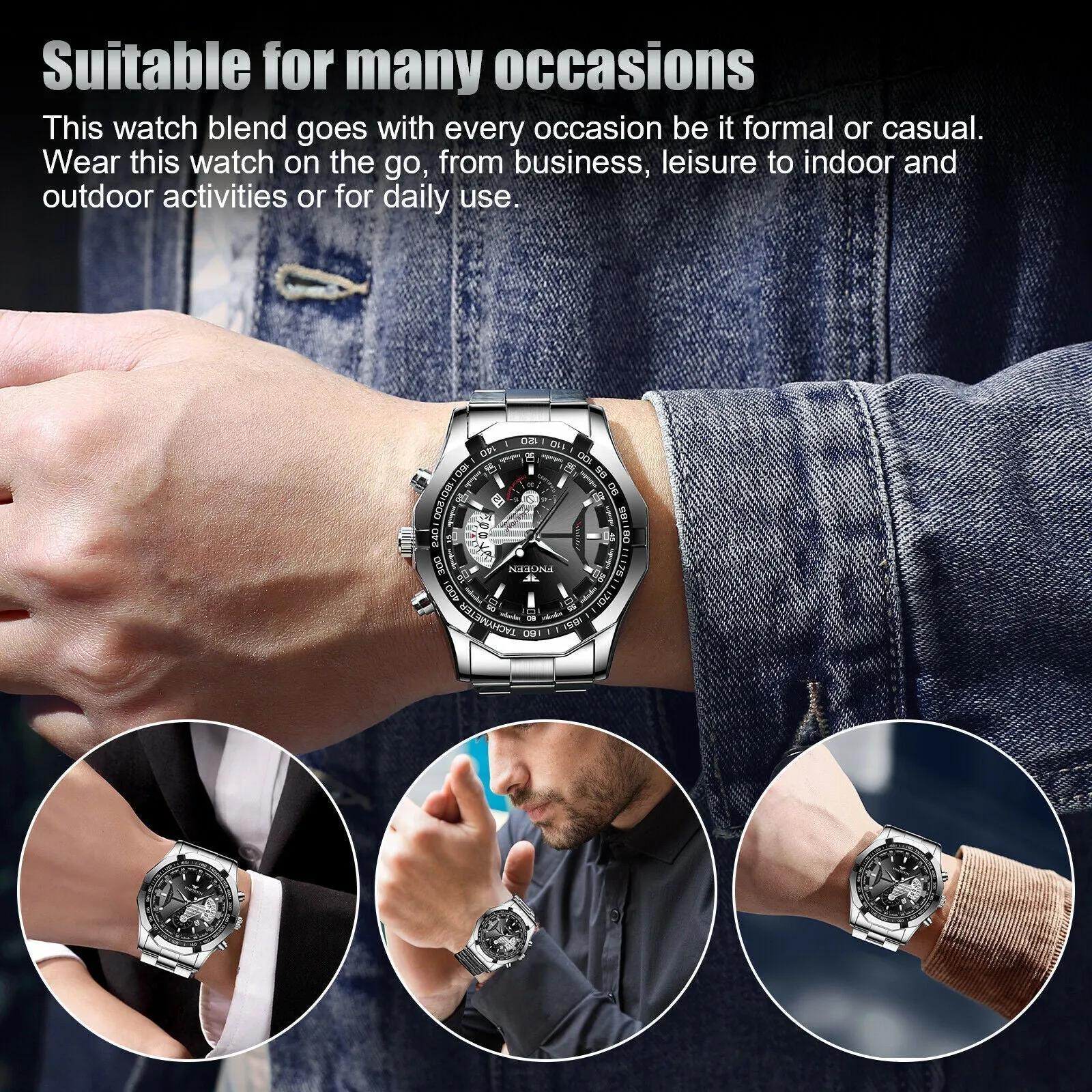 Silver Stainless Steel Quartz Analog Wristwatch