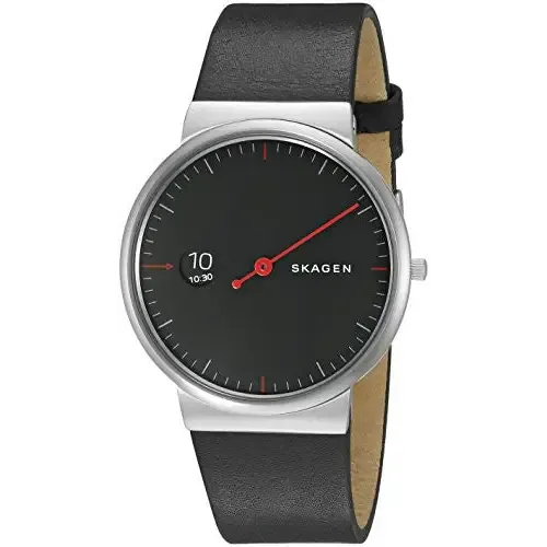 Skagen Men's Ancher Analog Quartz Black Leather Watch SKW6236