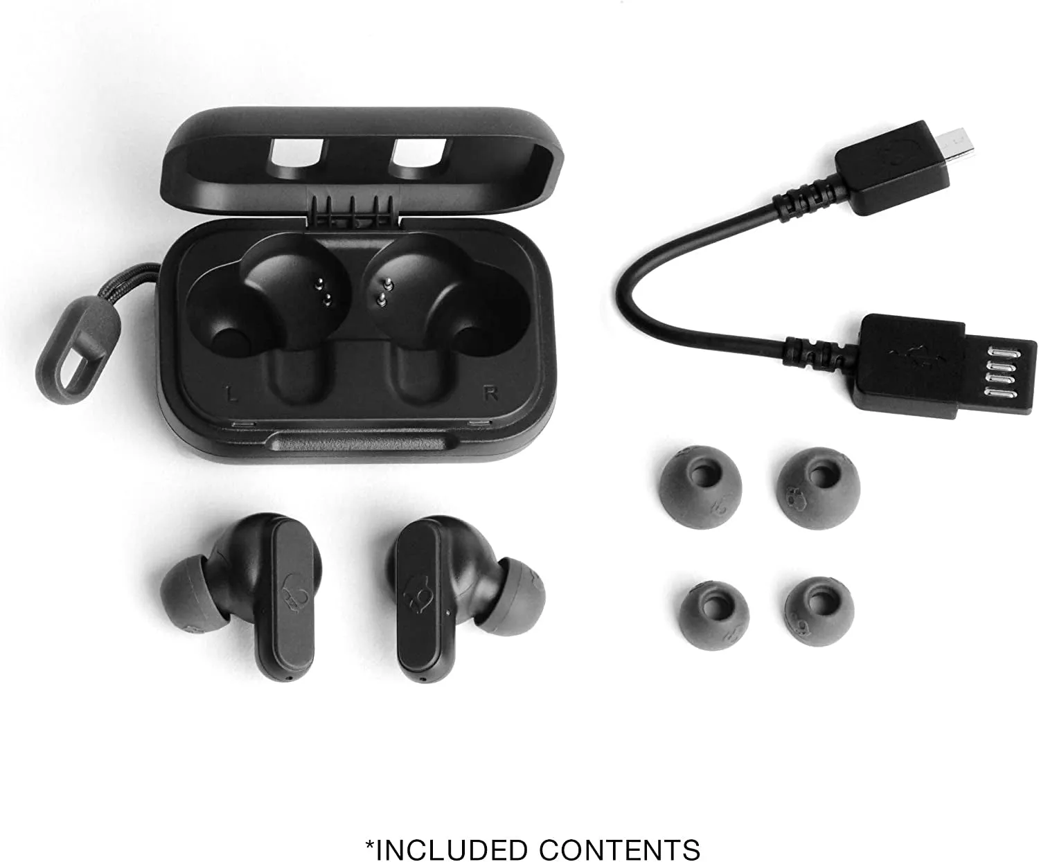 Skullcandy Dime True Wireless In-Ear Bluetooth Earbuds Compatible with Iphone and Android / Charging Case and Microphone / Great for Gym, Sports, and Gaming, IPX4 Water Dust Resistant - Black