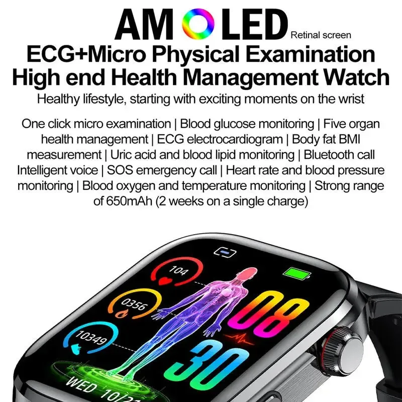 Smartwellness Pro® Ultimate Health Diagnosis Smart Watch - Blood Glucose Monitoring - One Click Micro Examination