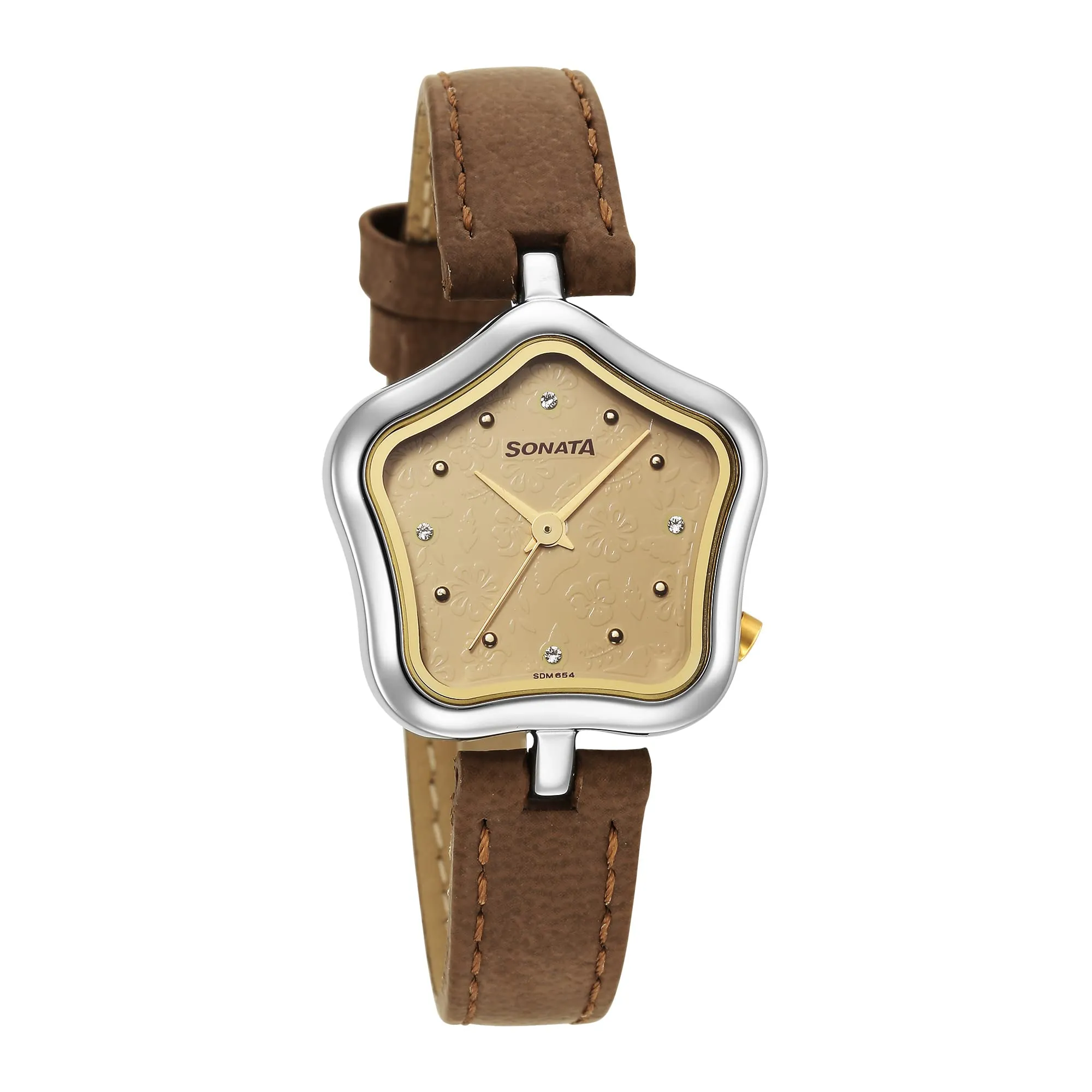 Sonata Beige Dial Analog Watch for Women-NR8185BL01