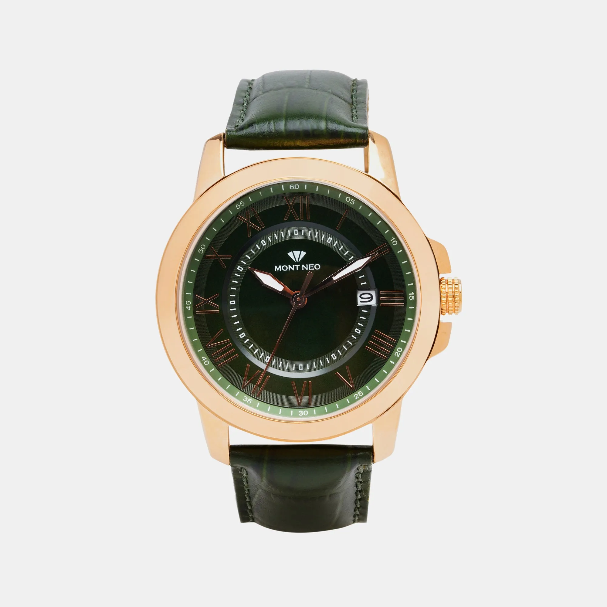 Stylish Green Analog Men Leather Watch 8002E-L3314