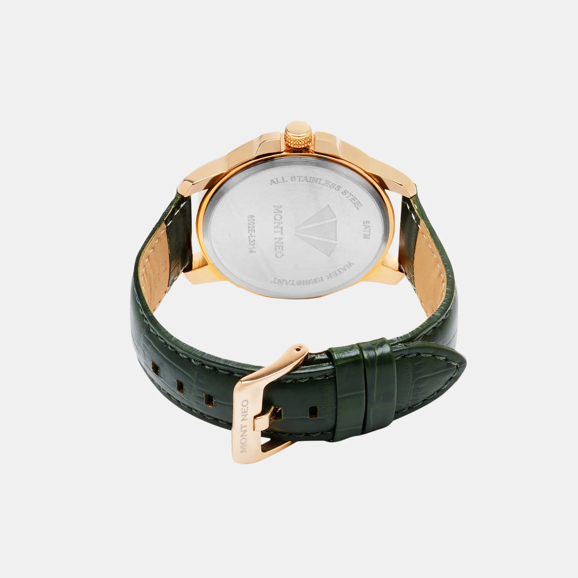 Stylish Green Analog Men Leather Watch 8002E-L3314