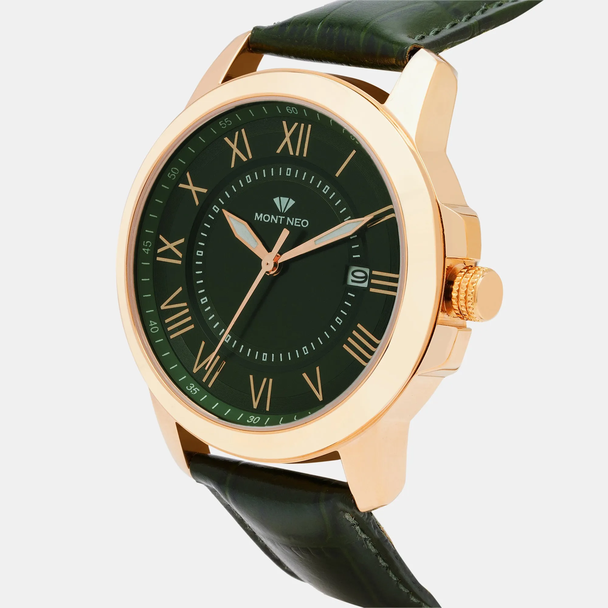 Stylish Green Analog Men Leather Watch 8002E-L3314