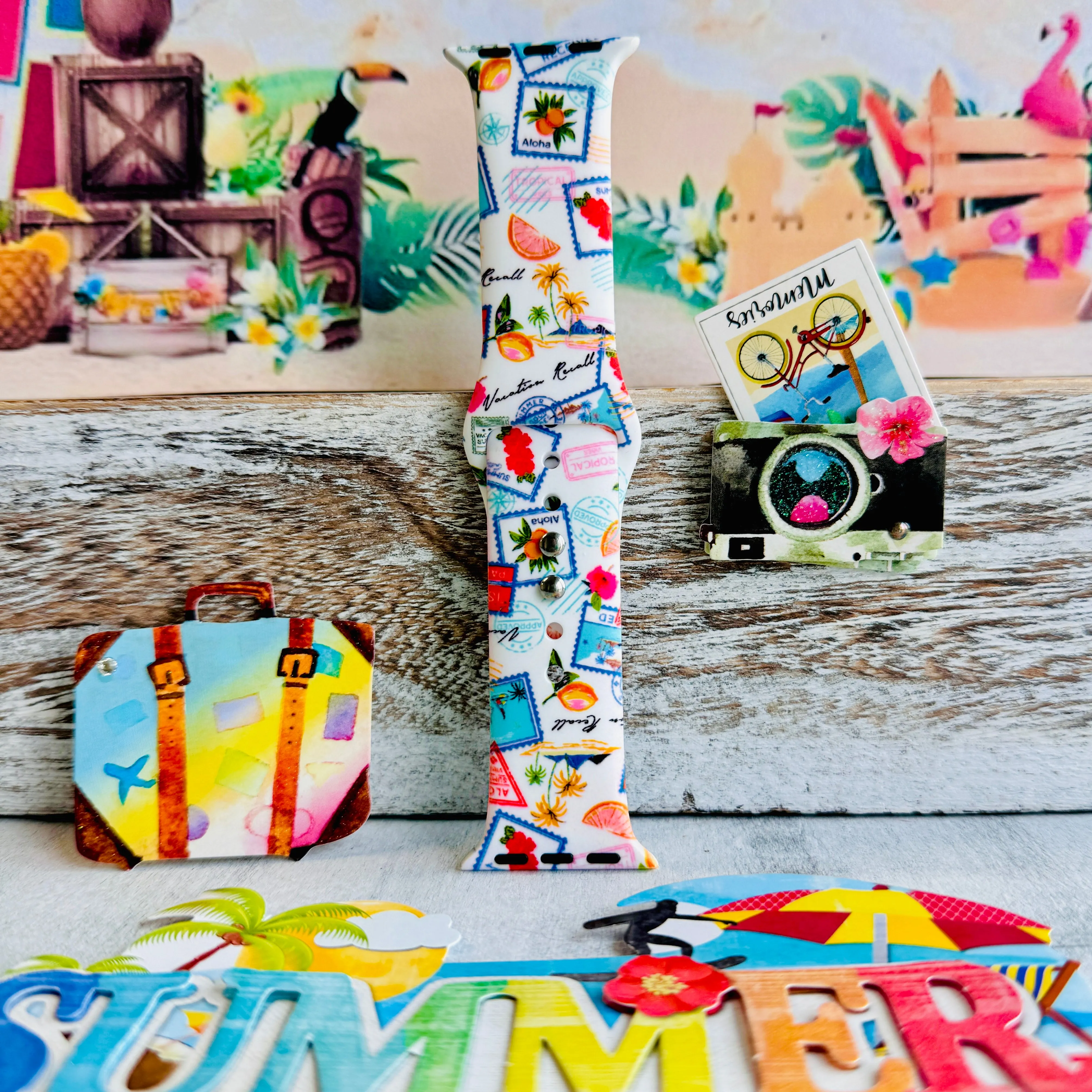 Summer Adventures Print Silicone Band For Apple Watch