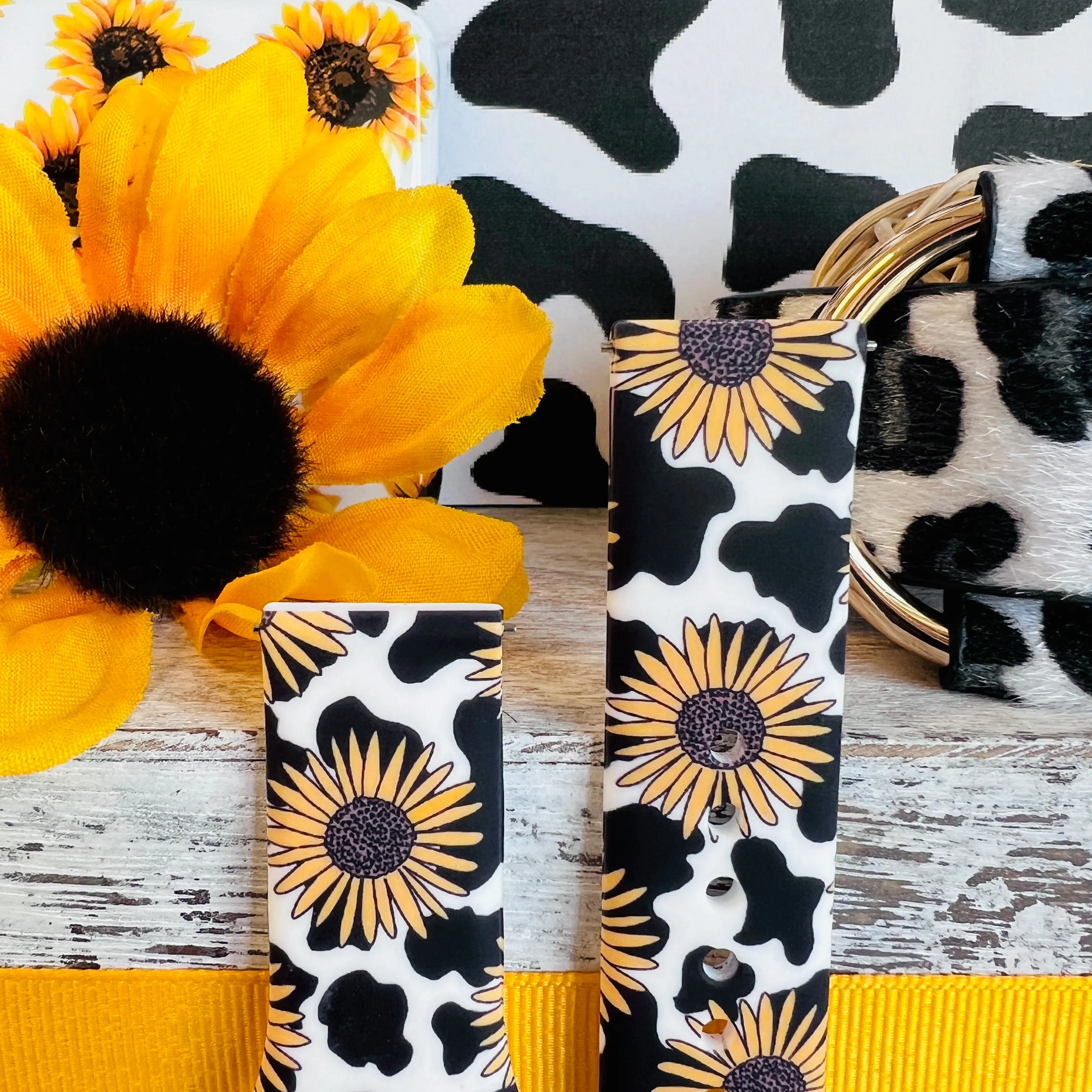 Sunflower Cow Print Silicone Band For Samsung Watch